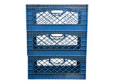 24 Qt Heavy Duty Plastic Milk Crate with Handles, Blue, 3 Pack 92643242