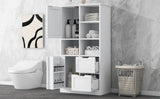 ZNTS Bathroom Storage Cabinet with Doors and Drawers, Multiple Storage Space, Freestanding Style, Open 56753235