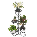 ZNTS 4 Potted Rounded Flower Metal Shelves Plant Pot Stand Decoration for Indoor Outdoor Garden Black 69287047