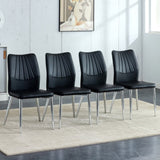 Four black dining chairs. Modern chairs from the Middle Ages. Made of PU material cushion and silver W1151135495