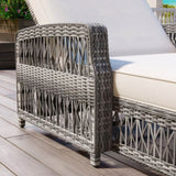 GO Outdoor Long Reclining Chaise, Wicker Lounge with Armrests, Patio Adjustable Recliner with Soft N704P248779A