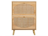 Shoe cabinet with 2 tilt-out compartments, raised arched-top rattan-look fronts, made of 02762748
