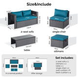 2pcs armless sofa 2pcs footstool 1pcs double sofa 1pcs coffee table with storage black rattan 65593087
