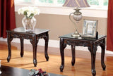 3pc Coffee Traditional Style Dark Cherry Finish Cabriole Legs And Intricate Design 1x Coffee B011P356773