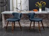 Nevis Mid-century Modern Faux Leather Tufted Nailhead Trim Counter Stool Set of 2, Blue T2574P165097