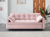 Modern velvet sofa, sofa pull-out bed, small love seat casual sofa with back, with pillow, pockets, W1658P166813