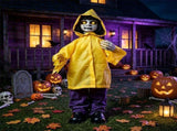 Halloween Animatronic Haunted Boy Prop Glowing Eyes & Moving Arms, Sound Activated Zombie Boy 27227645