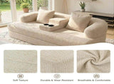 70 inches 2-in-1 Convertible Sleeper Sofa Bed with Cup Holders, Apricot Chenille Loveseat with W5156P546724