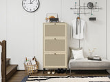 Rattan 3 Door Shoe Rack, Freestanding Modern Shoe Storage Cabinet, for Entryway W688P211253