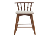 Doria Indoor Wooden Barstool, Walnut Finish With Beige Upholstery, Set of 2 N775P299416W