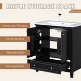 30" Bathroom Vanity without Sink, Base Only, Multi-functional Bathroom Cabinet with Doors and N725P186143B
