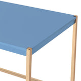Navy Blue and Gold Writing Desk with USB Ports B062P184573
