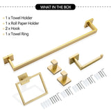 5 Pieces Bathroom Hardware Accessories Set Towel Bar Set Wall Mounted,Stainless Steel W121963548