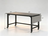 Mobile Rolling Computer Desk 48 Inch, Heavy Duty Metal Frame Home Office Desk with Storage Bag Hooks 12259958