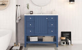 ZNTS 36" Bathroom Vanity with Sink Combo, One Cabinet and Three Drawers, Solid Wood and MDF Board, Blue 36929776