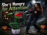 39" Halloween Animatronic Man-Eating Plant Prop, Sound Activated with Chomping Motion & Crimson 90253607