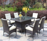 Outdoor patio Furniture Rectangular Dining Table with clear tempered glass W20967121
