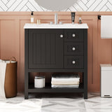 30inch Transitional Style Bathroom Vanity Cabinet Combo with Ceramic Sink,Soft Close Door N729P171882B