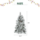 4FT Pre-Lit Spruce Snow Flocked Christmas Tree with Pine Cones, Artificial Xmas Tree with 170 Branch N704P198466A