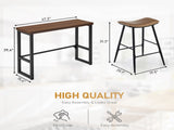 Bar Table and Chairs Set 1 Table 2 Chairs Brown 47.2"15.4"39.4" Curved Saddle Seat Bar Set 5cm 61505634