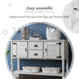 48'' Solid Wood Sideboard Console Table with 2 Drawers and Cabinets and Bottom Shelf, Retro Style W120270249