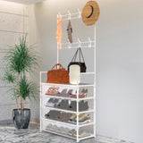 5-Tier Dustproof Entryway Hall Tree Coat Rack Shoe Rack With 8 Removable Hooks Freestanding Shoe 71189357