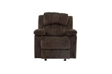 ZNTS Motion Recliner Chair 1pc Rocker Recliner Couch Living Room Furniture Chocolate Padded Suede Metal B011P163887