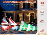 7 FT Lighted Christmas Inflatable Decoration, Inflatable Gnomes Pulling Christmas Tree, Funny Blow 89853445