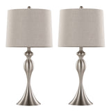 Ashland 27" Contemporary Metal Table Lamp in Brushed Nickel with Light Grey Textured Linen Shade B202P224087