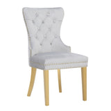 Simba Gold 2 Piece Dinning Chair Finish with Velvet Fabric in Light Gray 659436316324