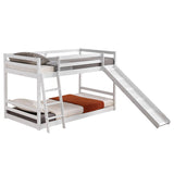 Elevated Cross Guard Rail with Slide Twin Pine Wooden Bed White 42592496