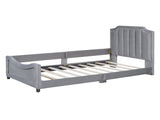 Twin Size Upholstered Daybed with Classic Stripe Shaped Headboard, Gray 56141620