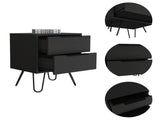 Black Wengue 2-Drawer Rectangle Nightstand B06280316