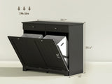 Black Laundry Hamper Cabinet 2 Tilt-Out Baskets, 2 Drawers, Sturdy Home Storage Unit 01594272