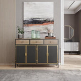 ZNTS 48" Wide 4 Doors Modern Sideboard with 3 Top Drawers, Sideboard Storage Entryway Floor 03851128