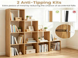 Natural Stepped 10-Cube Open Bookshelf 4-Tier Engineered Wood Storage Display Rack with Anti-Tipping 45719798