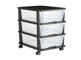 50L 3 Storage Drawer Cart, Clear Plastic Storage Drawers with Wheels Sturdy Cart with 3 Bins for 20355196