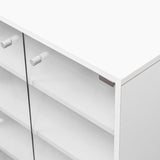 Shoe Box with RGB LED Light, Wooden Stackable Storage Box with Glass Door, Storage Bin W331P242611