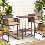 Outdoor 3 Piece Patio Bar Set, Bar Height Bistro Table Set for 2 People, High Top Wicker Bar Stools 64034350