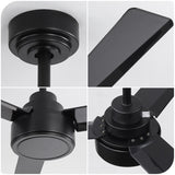 52" Ceiling Fan Without Light, 3 ABS Blades Farmhouse Ceiling Fan with Remote Control 6-speed W934P208509