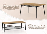 BrownBlack 4-Piece Dining Table Set with Bench & 2 Chairs, Space-Saving Tuck-under Design 57094124