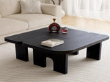 Modern Black Wooden Nesting Coffee Table Set, 70.86