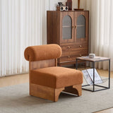 Modern Boucle Lounge Chair with Solid Wood Frame and Rolled Backrest, Soft and Durable Boucle N767P256409D