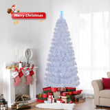 7 FT Pre-lit Christmas Tree, Artificial Fiber Optic Christmas Tree with Lighted Top Star and 280 10439444