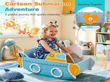 Wooden Rocking Boat Toy with Rotating Propeller, Toddler Climbing Rocker with Handrails, Indoor Play 12170886