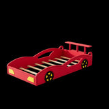 ZNTS Wooden Race Car Bed,Car-Shaped Platform Twin Bed with Wheels For Teens,Red & Yellow WF310553AAJ