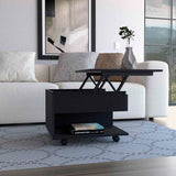 Luanda Lift Top Coffee Table, Casters, One Shelf -Black B07091883