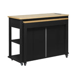 K&K 47 inch Kitchen Island with Extendable Dining Table, Rubber Wood Veneer Kitchen Table with N707P215327B