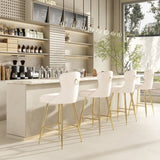 Bar Stools Set of 2, Velvet Counter Height Bar Stools with Metal Legs, Button Tufted and Nailheads T3623P363044