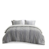 3 Piece Cotton Jacquard Comforter Set Gray Full/Queen B03596432